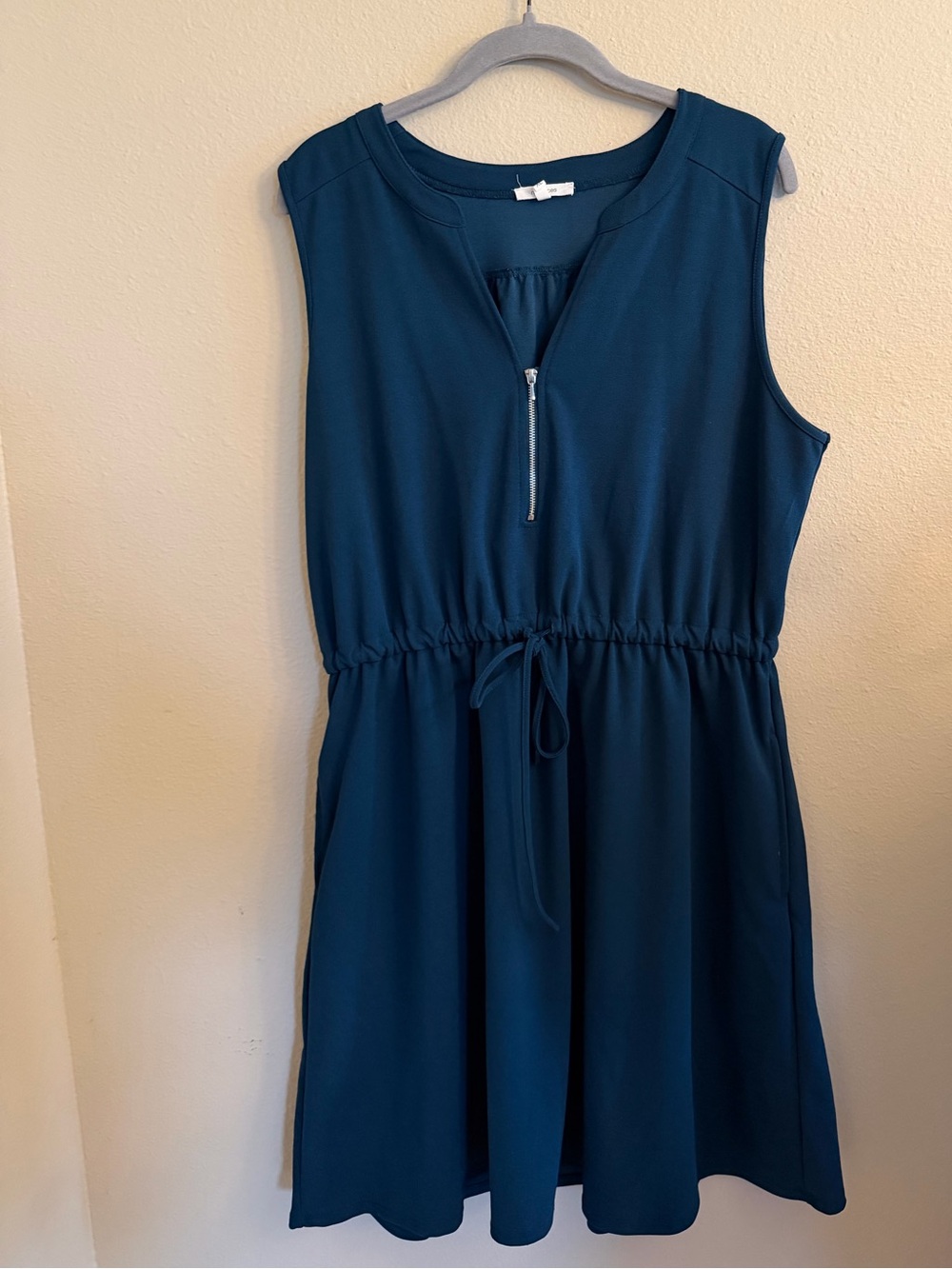 Maurices Teal Sleeveless Drawstring Waist Mini Dress Size XL with Front Zip